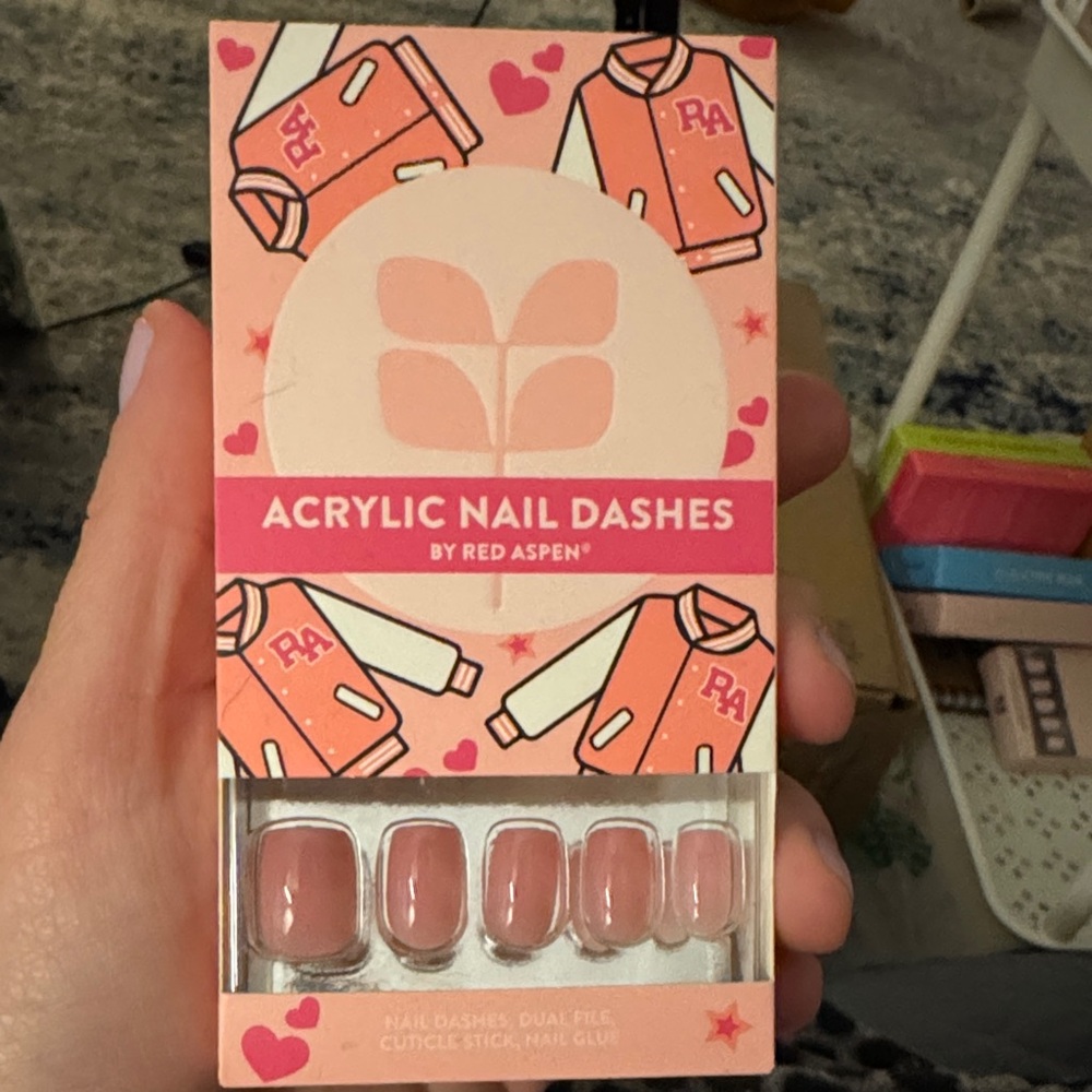 Red Aspen Acrylic Nail Dashes - Lainey’s Letterman Jacket